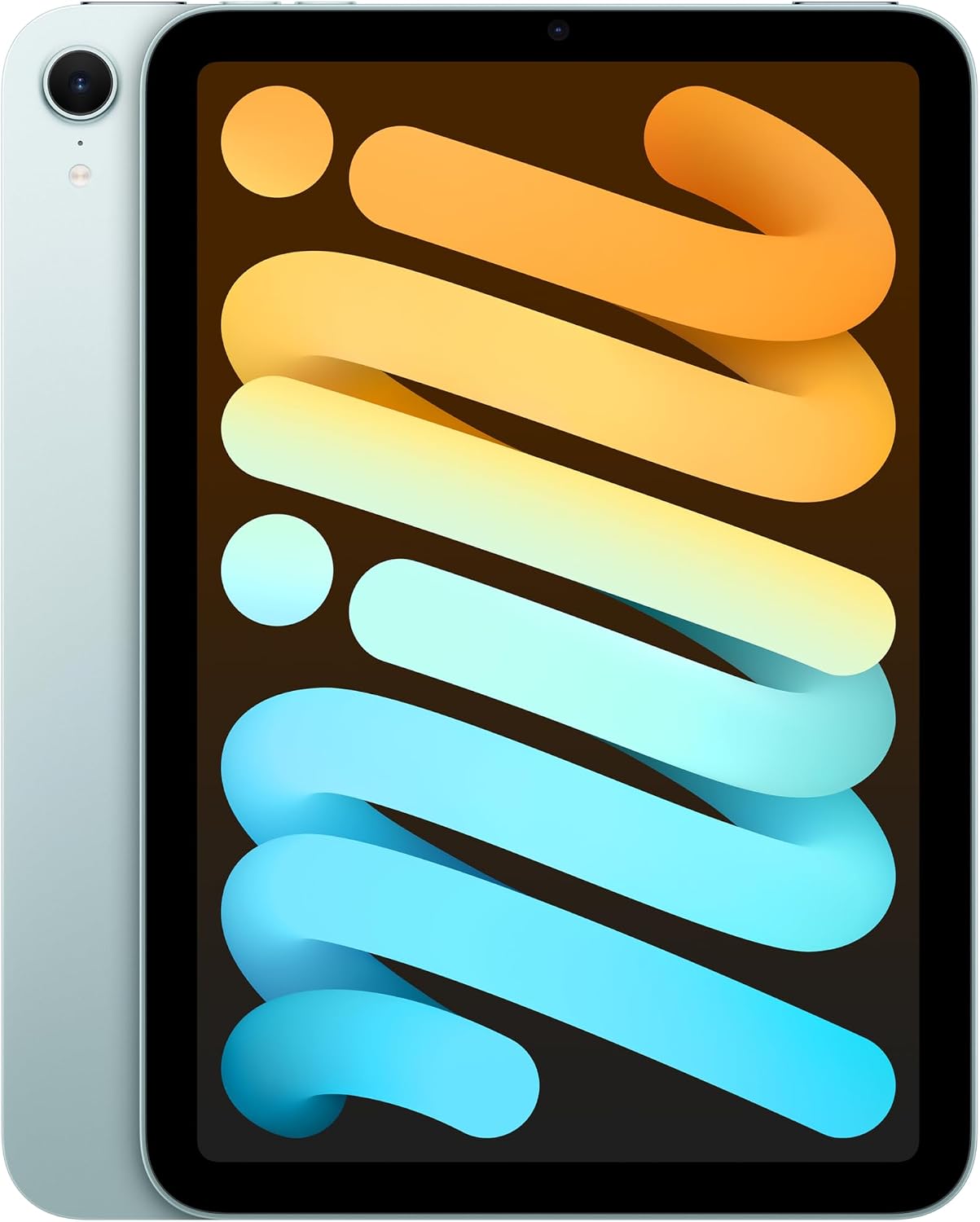iPad mini (A17 Pro) 藍色版前後展示 — 8.3 吋 Liquid Retina 顯示屏,配 A17 Pro 處理器及 12MP 前後鏡頭